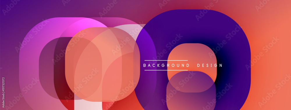 Poster Abstract colorful overlapping circles create dynamic gradient background. Modern design elements suggest innovation, technology.