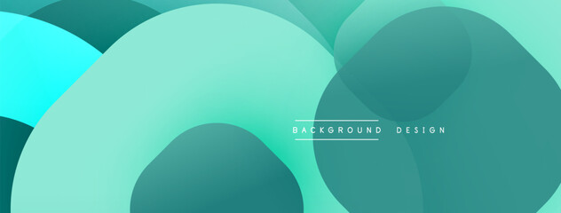 Fototapeta premium Abstract background features overlapping circles. Teal, turquoise hues create modern visual effect. Simple design, clean aesthetic.
