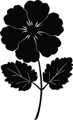 Geranium flower silhouette, geranium flower minimalist silhouette vector design