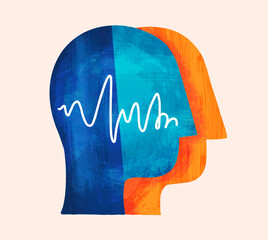 Creative illustration of human thinking process