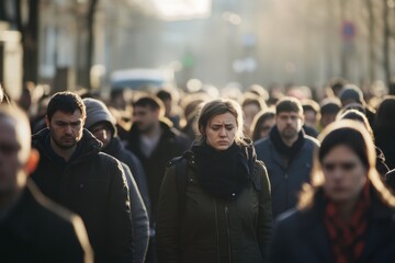 Obraz premium crowd of people walking on the street