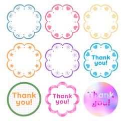 Flower Shape Thank You Sticker Illustration