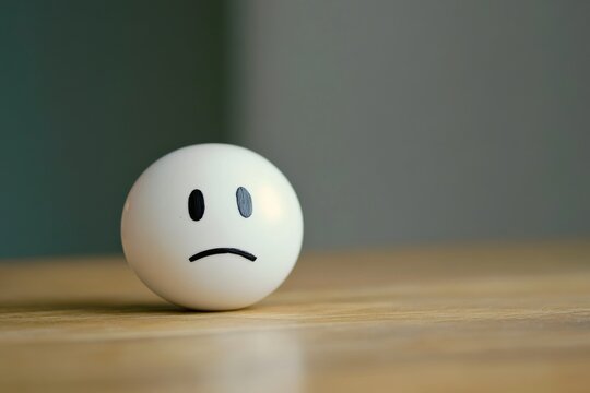 sad face expression on white ball - Powered by Adobe