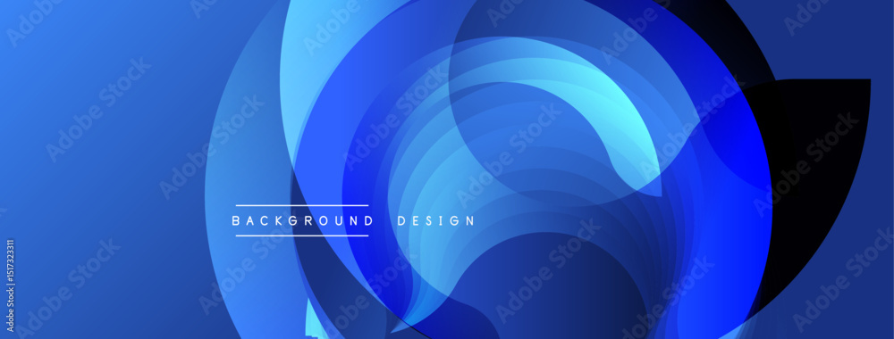 Aufkleber Abstract blue design features overlapping circles, creating dynamic visual effect. Modern background suitable for banners, presentations.