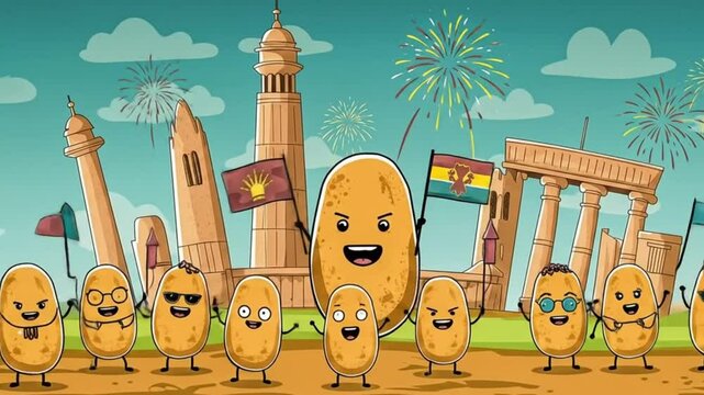 Cartoon vector illustration of potato to commemorate International Potato Day