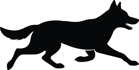Running german shepherd silhouette, Vector flat hand drawn running shepherd dog silhouette isolated design