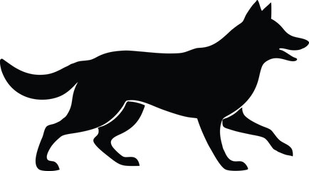 Running german shepherd silhouette, Vector flat hand drawn running shepherd dog silhouette isolated design