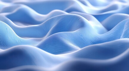 Obraz premium Abstract rendering of flowing, light-blue fabric with subtle, linear texture creating undulating waves and a soft, dreamy feel