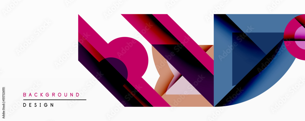 Aufkleber Abstract geometric composition. Overlapping shapes create dynamic visual effect. Gradient colorspink, purple, blueadd depth. Modern design element for backgrounds.