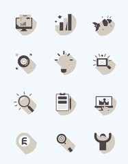 Collection of web development and digital marketing icons in flat modern style. Technology service concept

