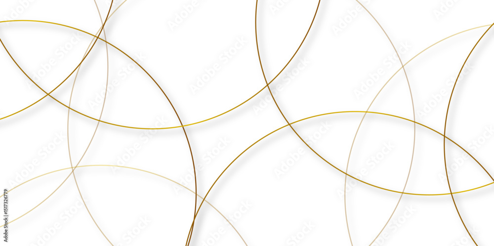 Poster Abstract background golden circle stock line background. abstract artistic of geometric background Gold circles abstract seamless vector pattern. Minimal style white website banner, decoration Vector.