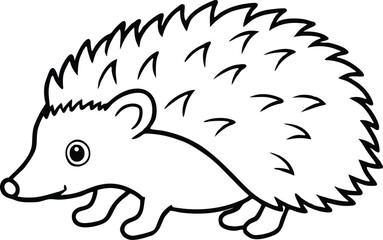 Hedgehog outline vector, Hedgehog line art silhouette vector illustration