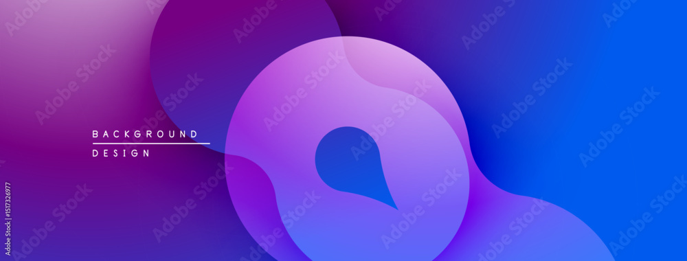Poster Abstract fluid shapes, vibrant purple hues blend into blue. Modern design, smooth gradients create dynamic visual effect.