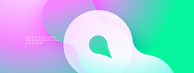 Abstract fluid shapes blend pink, purple, green hues. Modern design evokes calm, dynamic feel. Minimalist background perfect for projects.