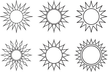 Fototapeta premium Set of Sun outline vector and illustration