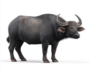 Full body image of buffalo isolated on white, perfect for poultry and farming