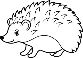 Hedgehog outline vector, Hedgehog line art silhouette vector illustration