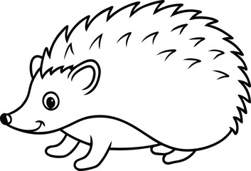 Hedgehog outline vector, Hedgehog line art silhouette vector illustration