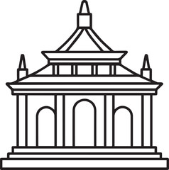 temple outline vector illustration, line art