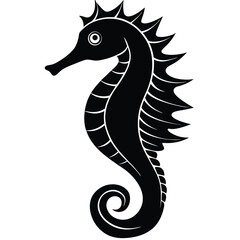 Fototapeta premium Black Silhouette Seahorse Illustration