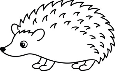Hedgehog outline vector, Hedgehog line art silhouette vector illustration