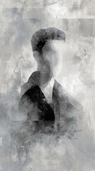 Obraz premium Abstract Portrait in Monochrome Tones with Subtle Texture Layers