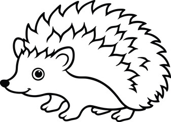 Hedgehog outline vector, Hedgehog line art silhouette vector illustration