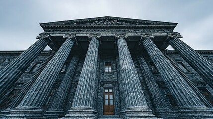 Naklejka premium Majestic stone building with imposing columns.