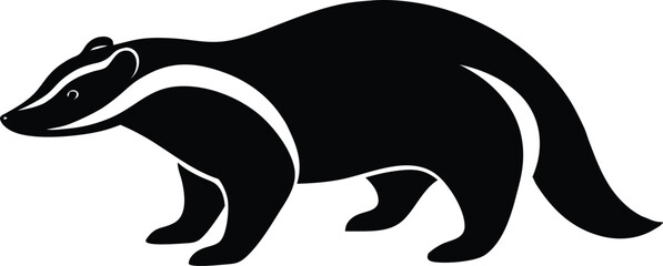 Honey badger fearless mammal known for aggression silhouette vector 