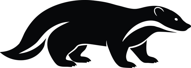 Honey badger fearless mammal known for aggression silhouette vector 