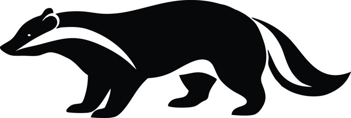 Honey badger fearless mammal known for aggression silhouette vector 