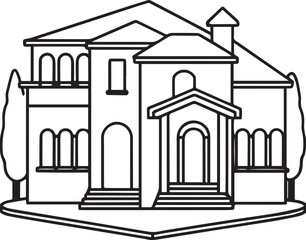 Fototapeta premium villa outline vector illustration, line art