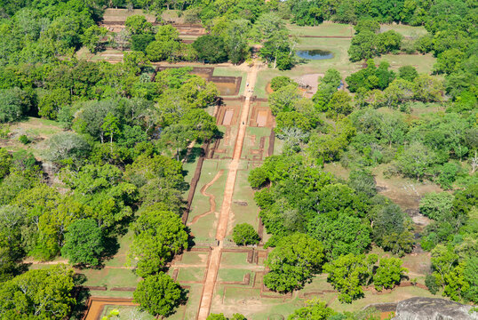 View of ruins from Sigiriya Rock Sri Lanka.