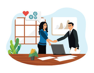 A woman was accepted to work at a company after a job interview.