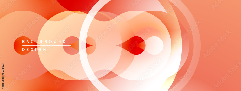 Poster Abstract design features overlapping circles, gradients. Warm orange, red hues create modern visual effect. Smooth transitions dominate composition.