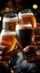 Cheers to friendship! celebrating life with beer in a cozy bar