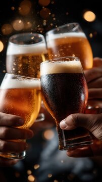 Cheers to friendship! celebrating life with beer in a cozy bar