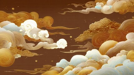Golden Cloudscape in Chinese Style