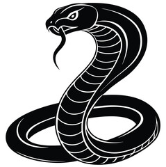 Fototapeta premium Black and White Cobra Snake Illustration