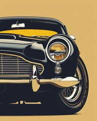 A Sleek Midnight Blue Classic Car a Timeless Beauty Embodying Elegance and Power on the Open Road with Sharp Focus and