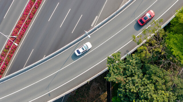 Cars driving on the viaduct