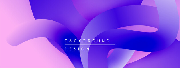 Abstract fluid shapes, vibrant purple hues blend into pink. Modern design evokes movement, energy, visual appeal.