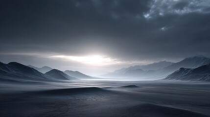 Vast Mountain Desert Landscape at Dawn