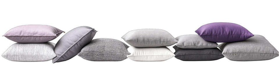 Stacked decorative pillows in muted tones