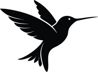 Silhouette abstract flying hummingbirds isolated vector illustration