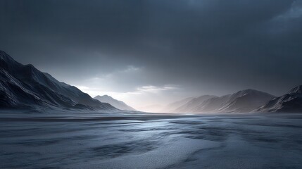 Frozen Mountain Valley Landscape