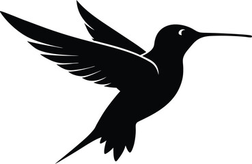 Silhouette abstract flying hummingbirds isolated vector illustration