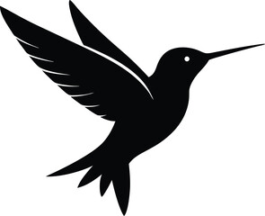 Silhouette abstract flying hummingbirds isolated vector illustration