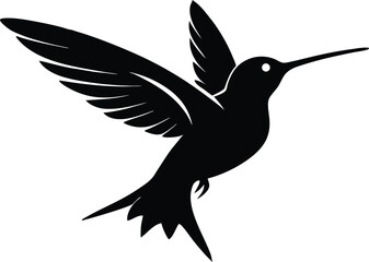 Silhouette abstract flying hummingbirds isolated vector illustration