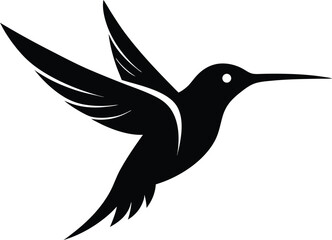 Silhouette abstract flying hummingbirds isolated vector illustration